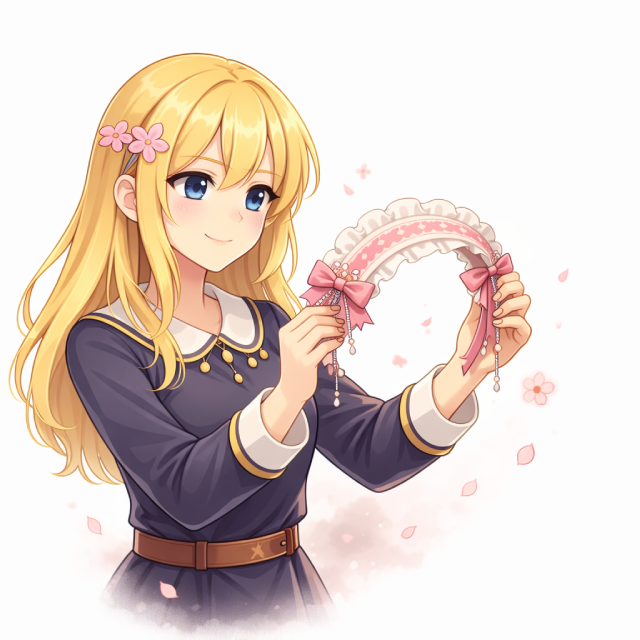 Girl character with costume headgears